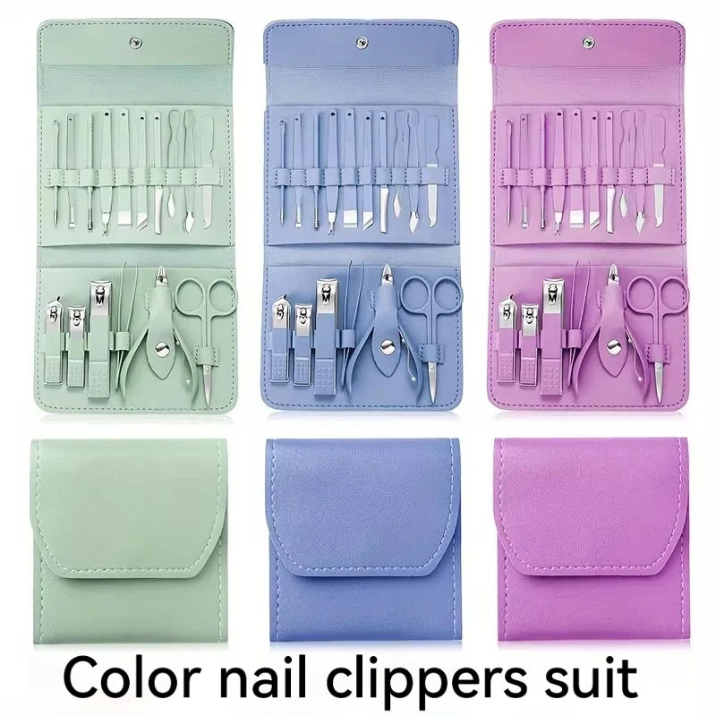 16-Piece Professional Manicure & Pedicure Set – Premium Stainless Steel Grooming Kit