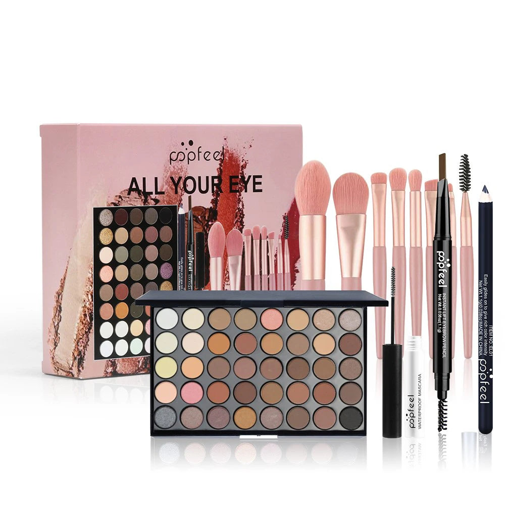 POPFEEL Ultimate Eye Glam Kit – 40-Color Eyeshadow Palette, Mascara, Eyeliner & Brush Set