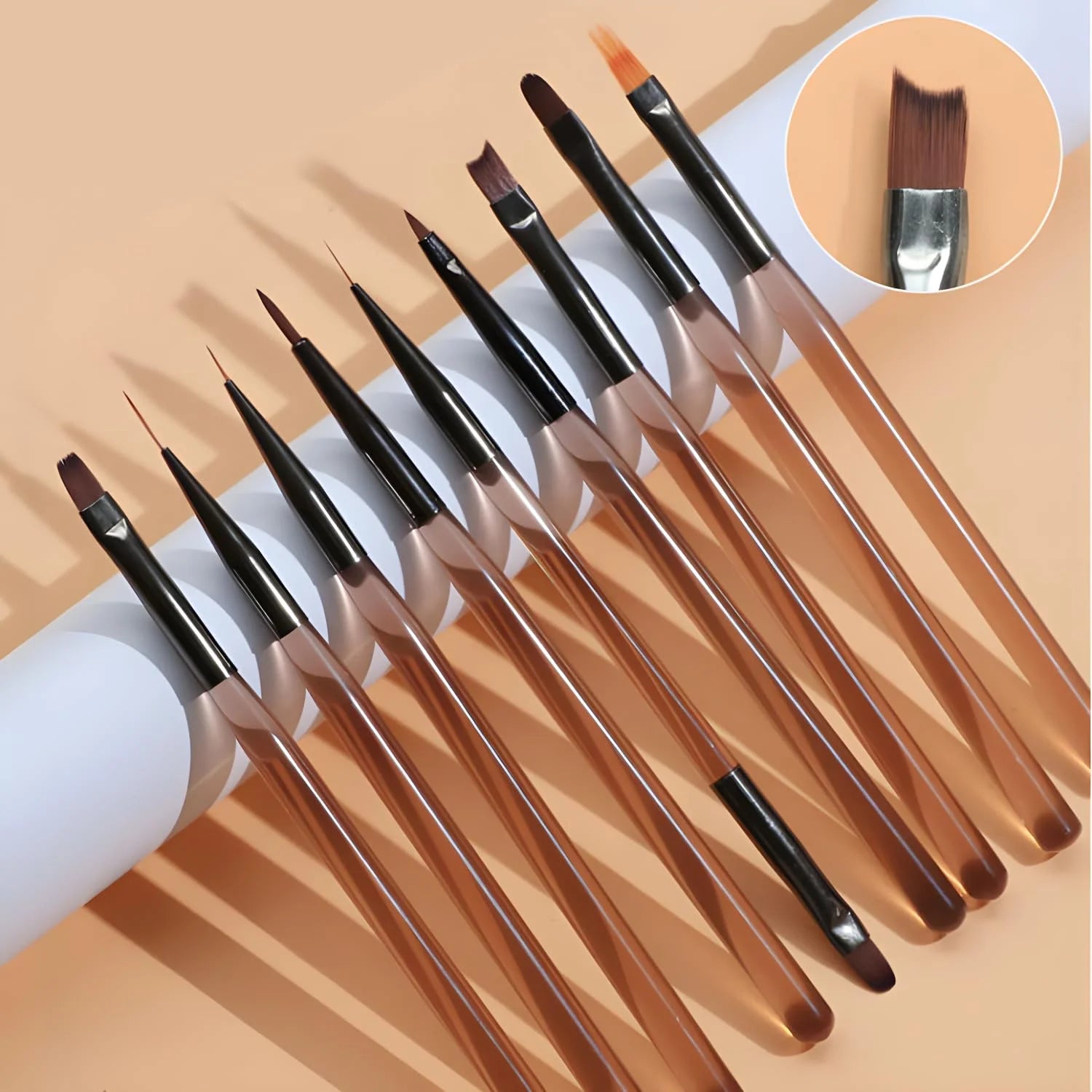 LINMANDA 9-Piece Professional Nail Art Brush Set – Precision Detailing & Extension Kit