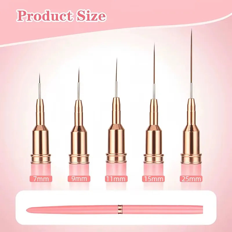 Pro-Detail 5pc Nail Art Liner Set – Ultra-Thin Precision Brushes
