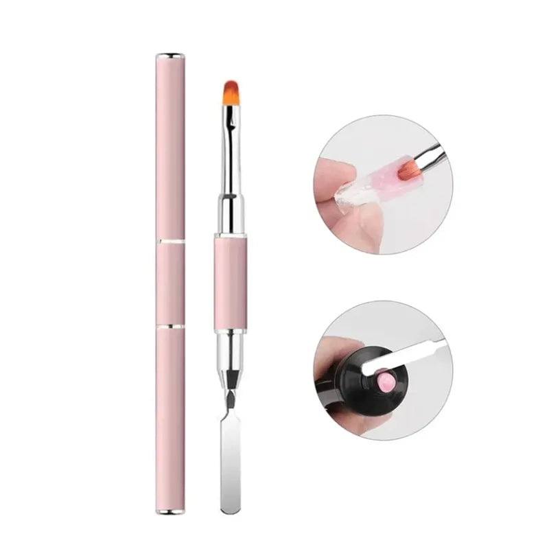 2-in-1 Dual-Ended Nail Brush & Spatula – Professional Picker Tool for Poly Extension Gel & Acrylics
