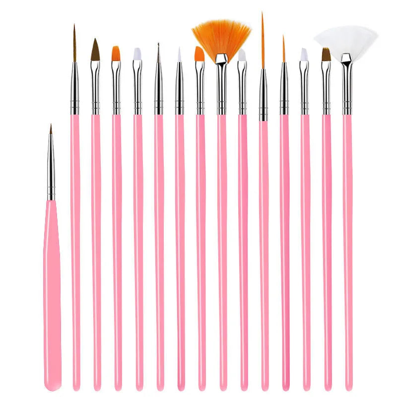 LINMANDA 15-Piece Professional Nail Art Brush Set – Complete Painting & Detail Kit