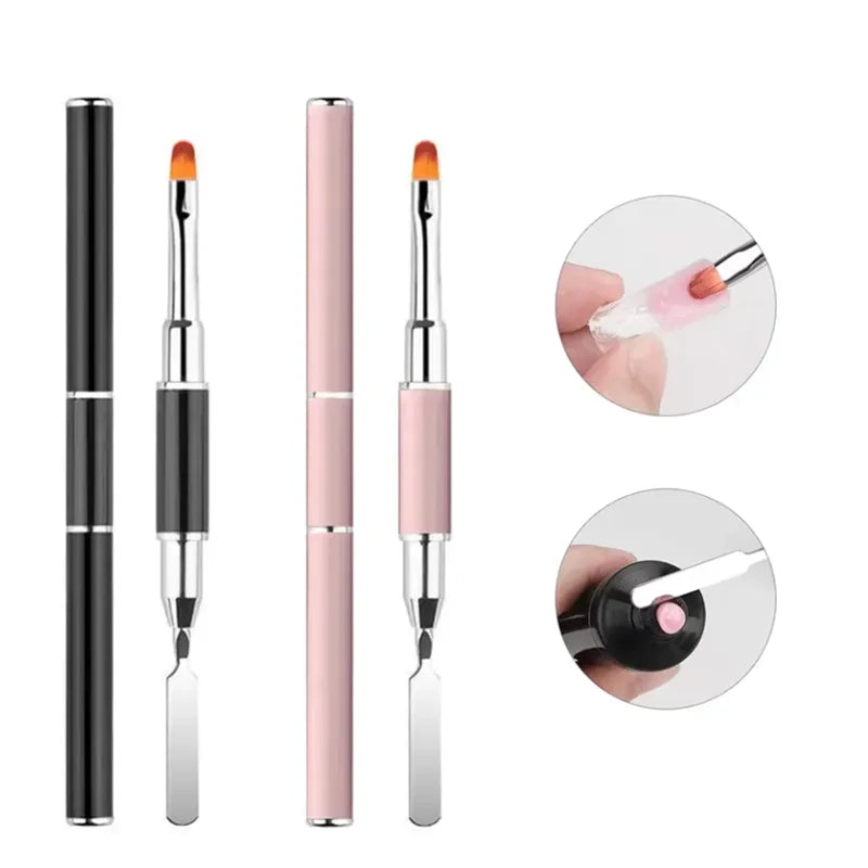 2-in-1 Dual-Ended Nail Brush & Spatula – Professional Picker Tool for Poly Extension Gel & Acrylics