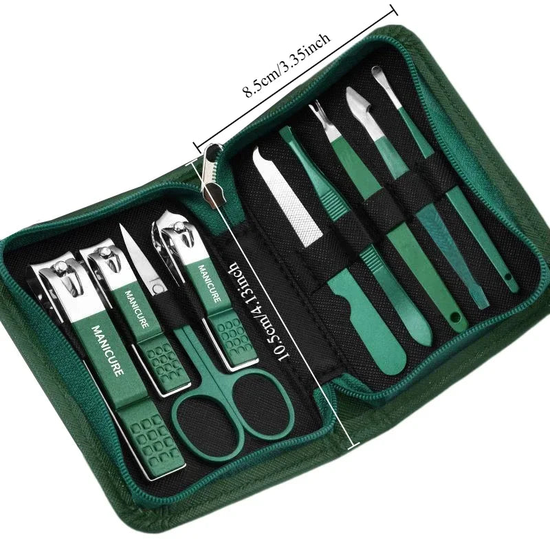 Professional 6-9 Piece Manicure Set – Stainless Steel Grooming Kit with Premium Leather Case