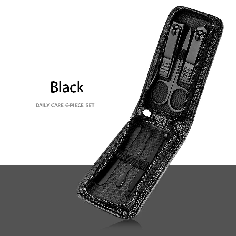 Professional 6-9 Piece Manicure Set – Stainless Steel Grooming Kit with Premium Leather Case