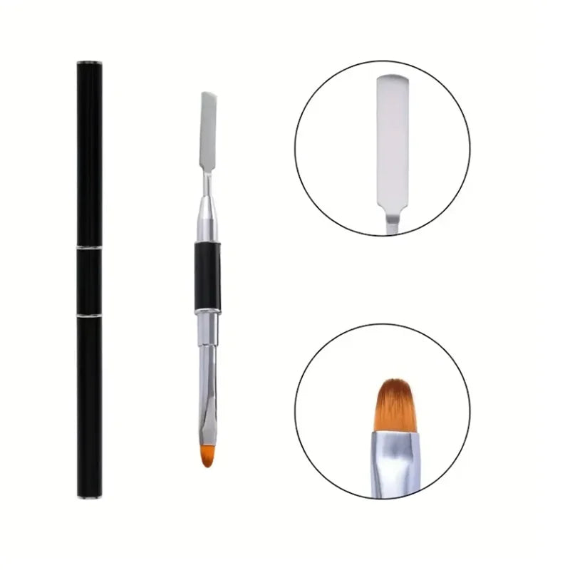 2-in-1 Dual-Ended Nail Brush & Spatula – Professional Picker Tool for Poly Extension Gel & Acrylics