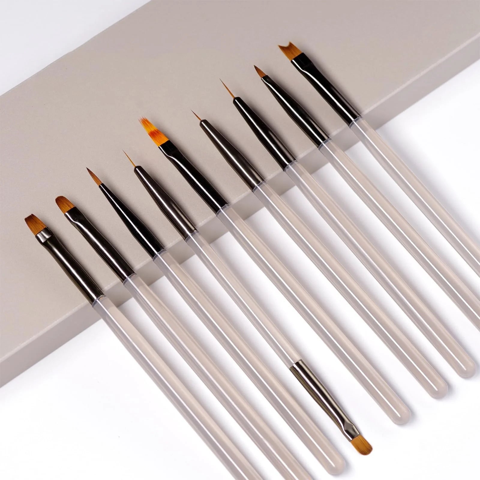 LINMANDA 9-Piece Professional Nail Art Brush Set – Precision Detailing & Extension Kit