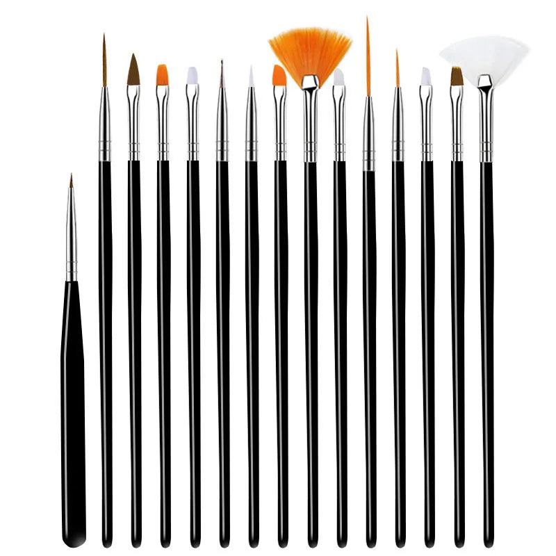 LINMANDA 15-Piece Professional Nail Art Brush Set – Complete Painting & Detail Kit