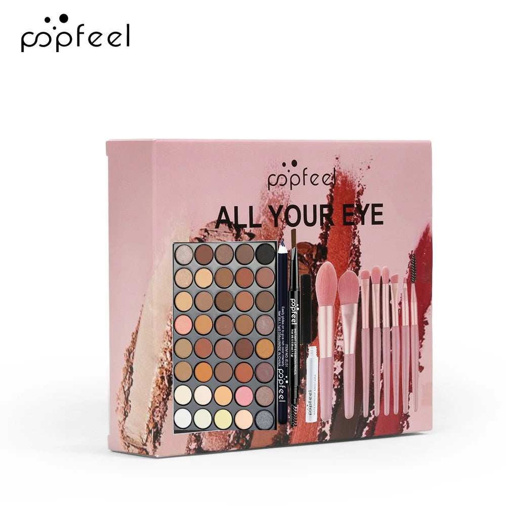POPFEEL Ultimate Eye Glam Kit – 40-Color Eyeshadow Palette, Mascara, Eyeliner & Brush Set