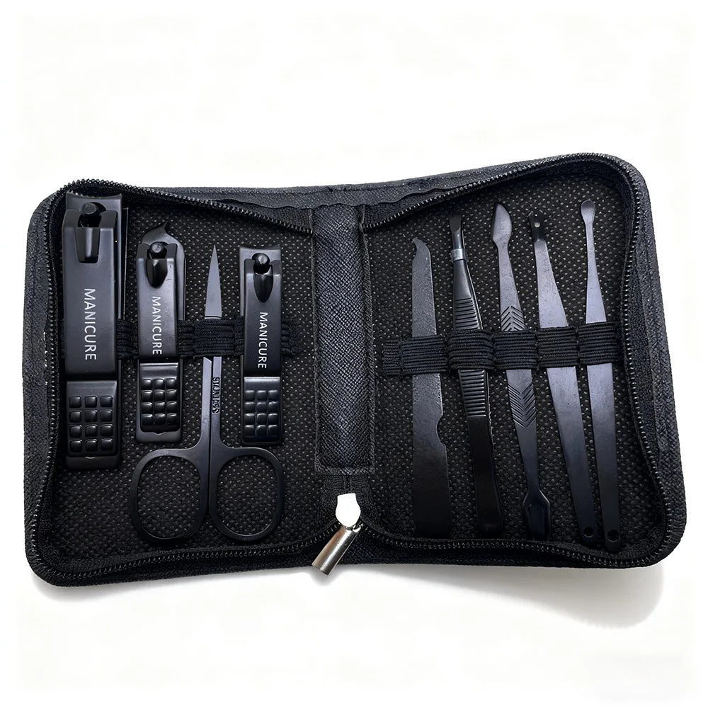 Professional 6-9 Piece Manicure Set – Stainless Steel Grooming Kit with Premium Leather Case