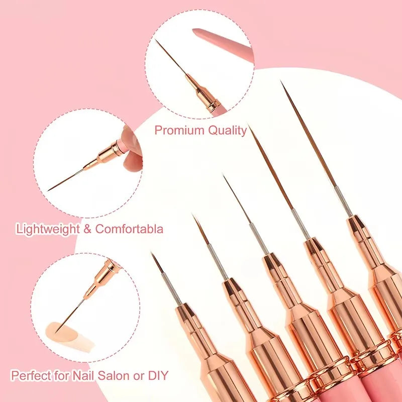 Pro-Detail 5pc Nail Art Liner Set – Ultra-Thin Precision Brushes