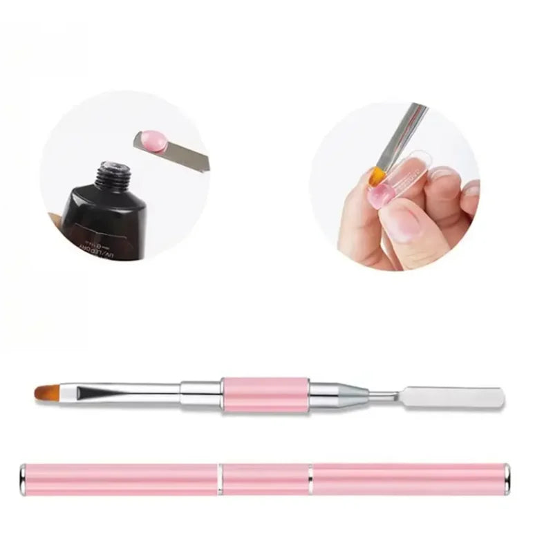 2-in-1 Dual-Ended Nail Brush & Spatula – Professional Picker Tool for Poly Extension Gel & Acrylics