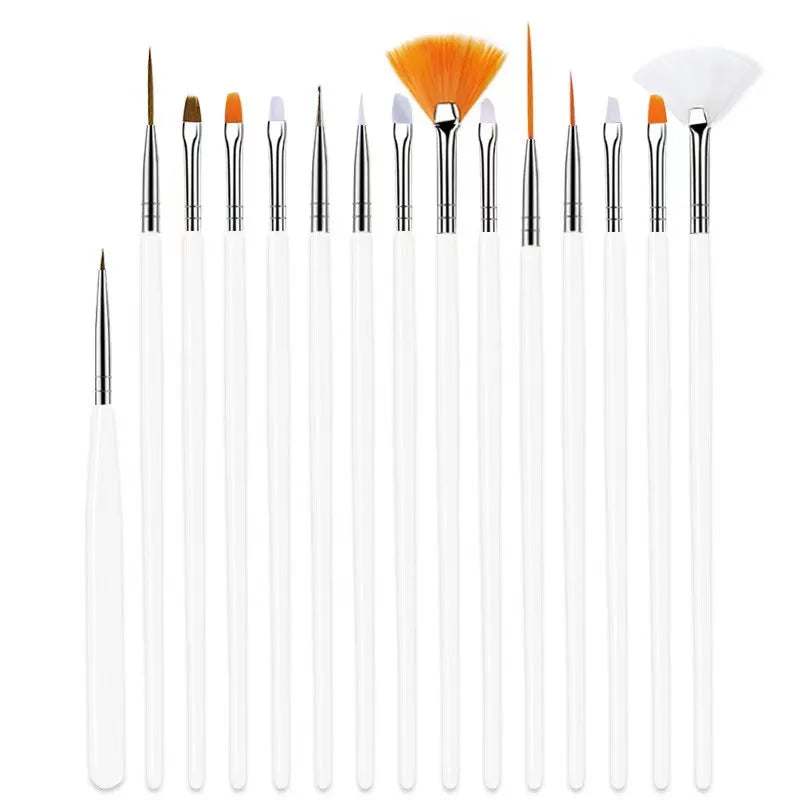LINMANDA 15-Piece Professional Nail Art Brush Set – Complete Painting & Detail Kit